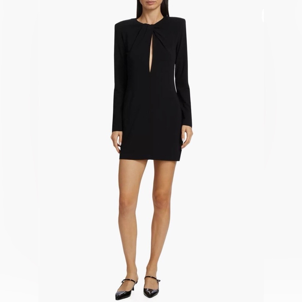 Anine Bing Black Long-Sleeve Keyhole Amaya Mini Dress - Picture 3 of 9